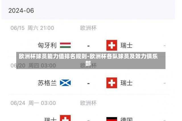 歐洲杯球員能力值排名規(guī)則-歐洲杯各隊(duì)球員及效力俱樂(lè)部