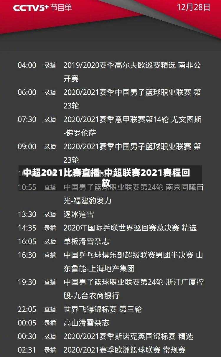 中超2021比賽直播-中超聯(lián)賽2021賽程回放